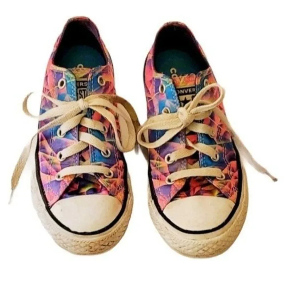 Converse Chuck Taylor Shoes SNEAKERS Low Tops Geo Prism PINK PURPLE Youth KIDS 1